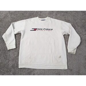 Vintage Hilfiger Athletics Sweatshirt Mens Medium White Stained Sweater‎